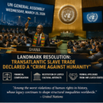 image - NubianBiz | African Business Directory, Jobs, Marketplace & Entrepreneur Insights Un general assembly hall; ghanaian delegate speaks at the podium as banners announce 'transatlantic slave trade declared a crime against humanity'.
